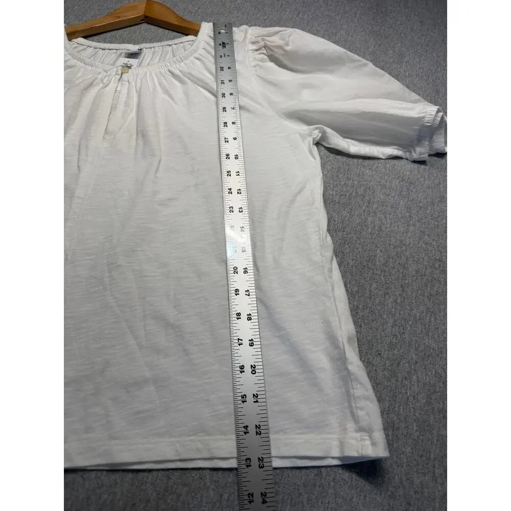 White Peasant Blouse Shirt Puff Sleeves Woven Cotton Tie Front NEW WITH TAGS L